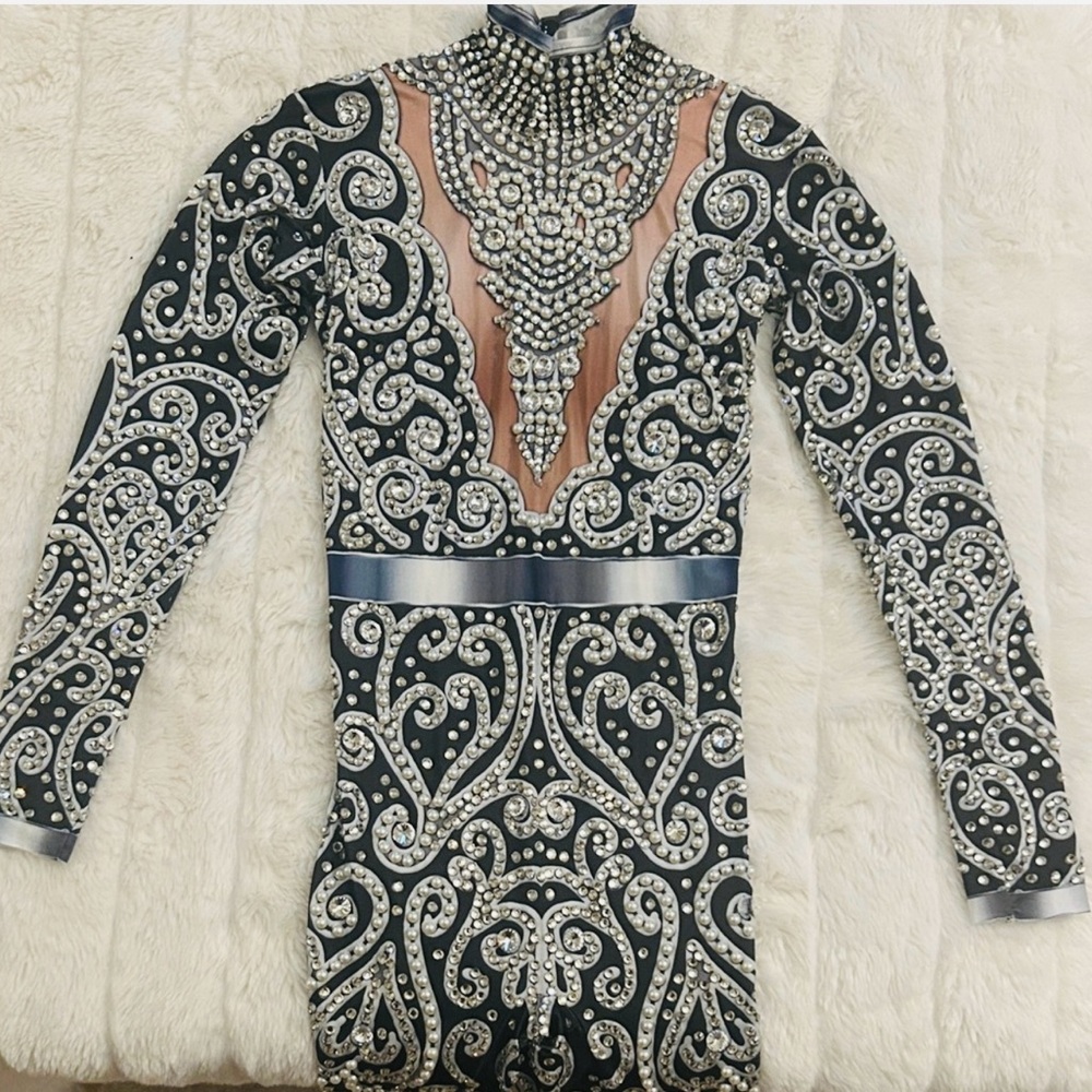 Embellished Black and Silver Jumpsuit